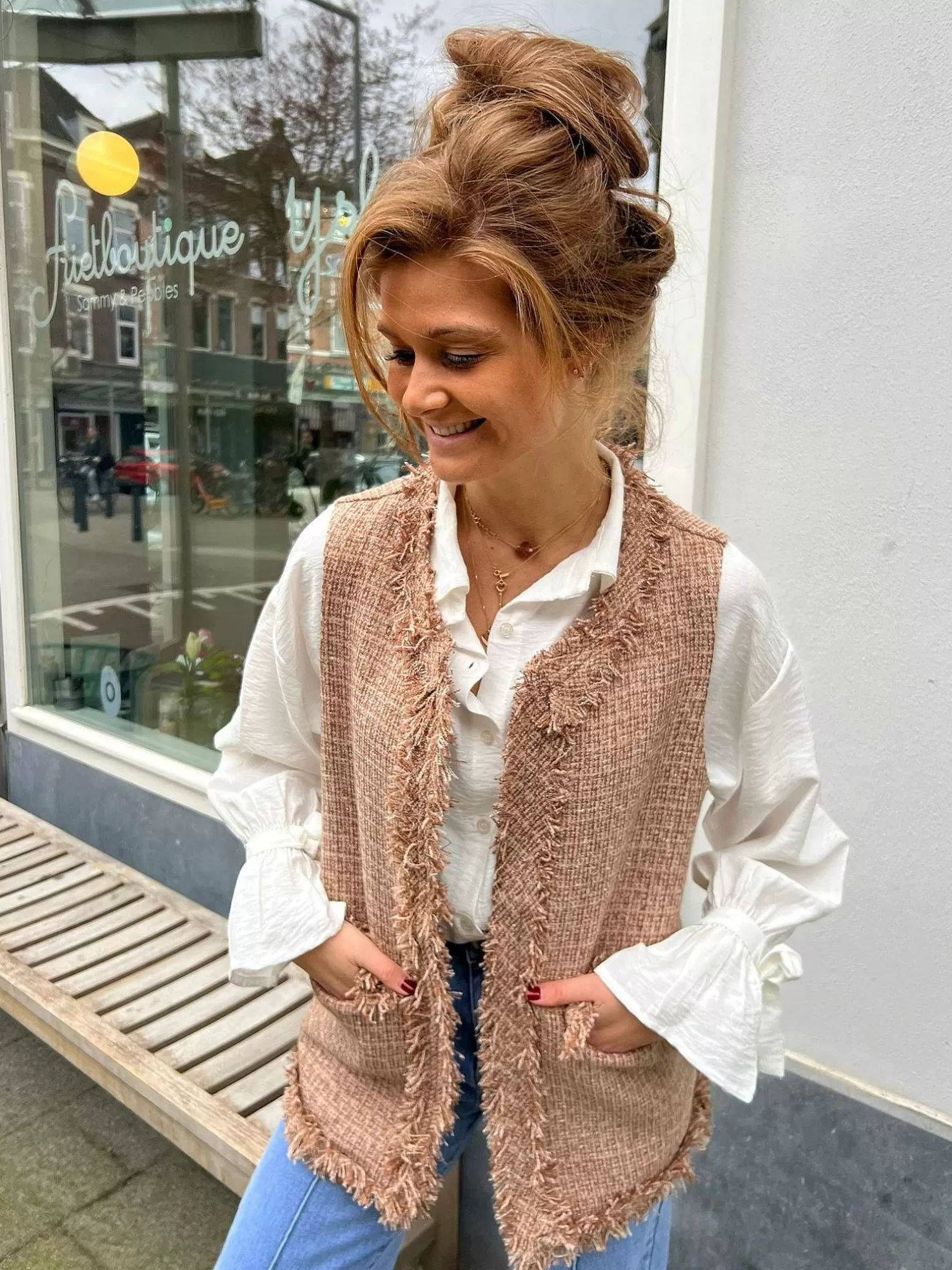 LOF Boutique Gilets>Ruby Fringe Gilet Camel