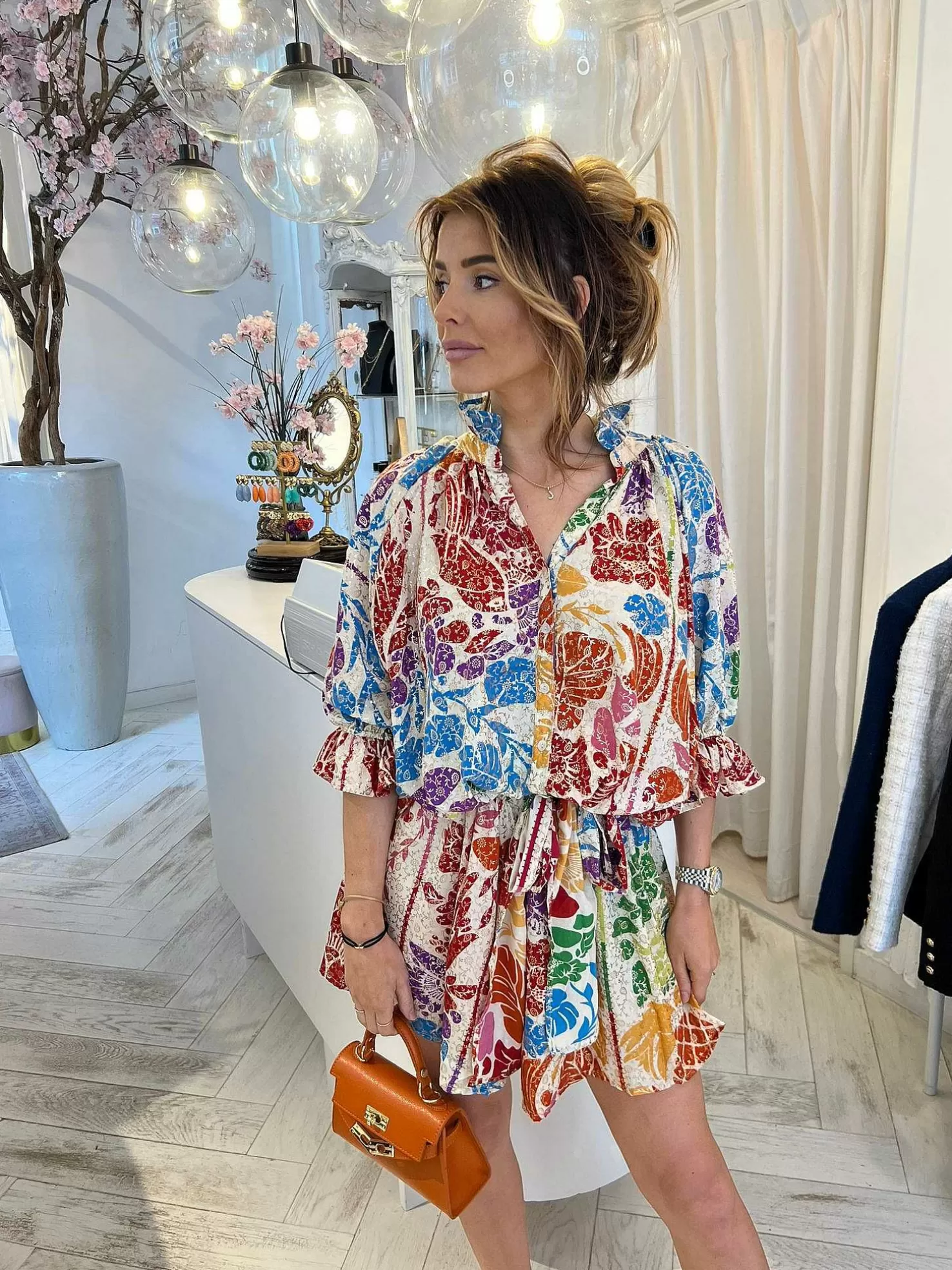 LOF Boutique Jurken>Ruby Golden Print Dress Multicolor