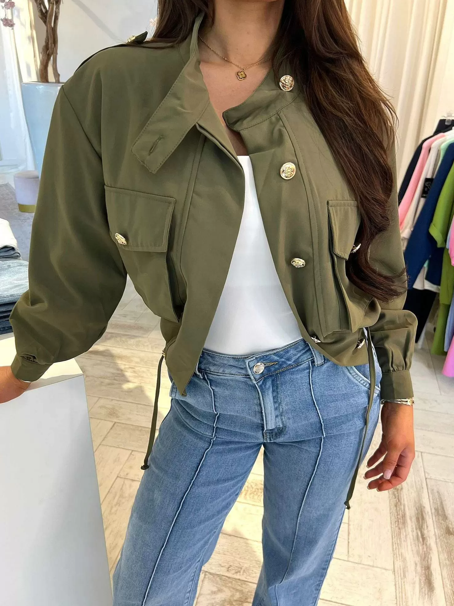 LOF Boutique Jassen>Sam Cropped Jacket Beige Army