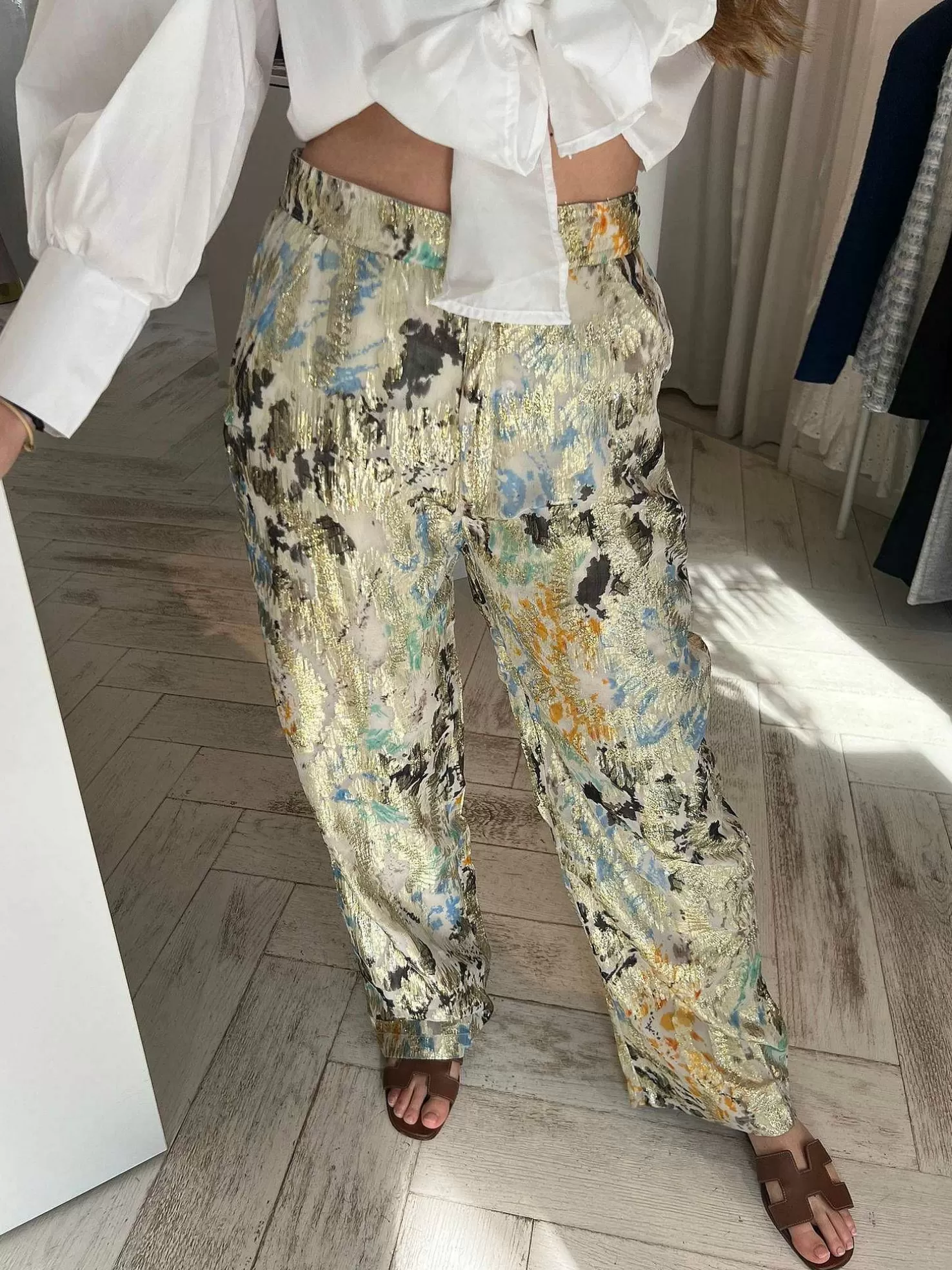 LOF Boutique Broeken>Senna Multicolor Pantalon Blue