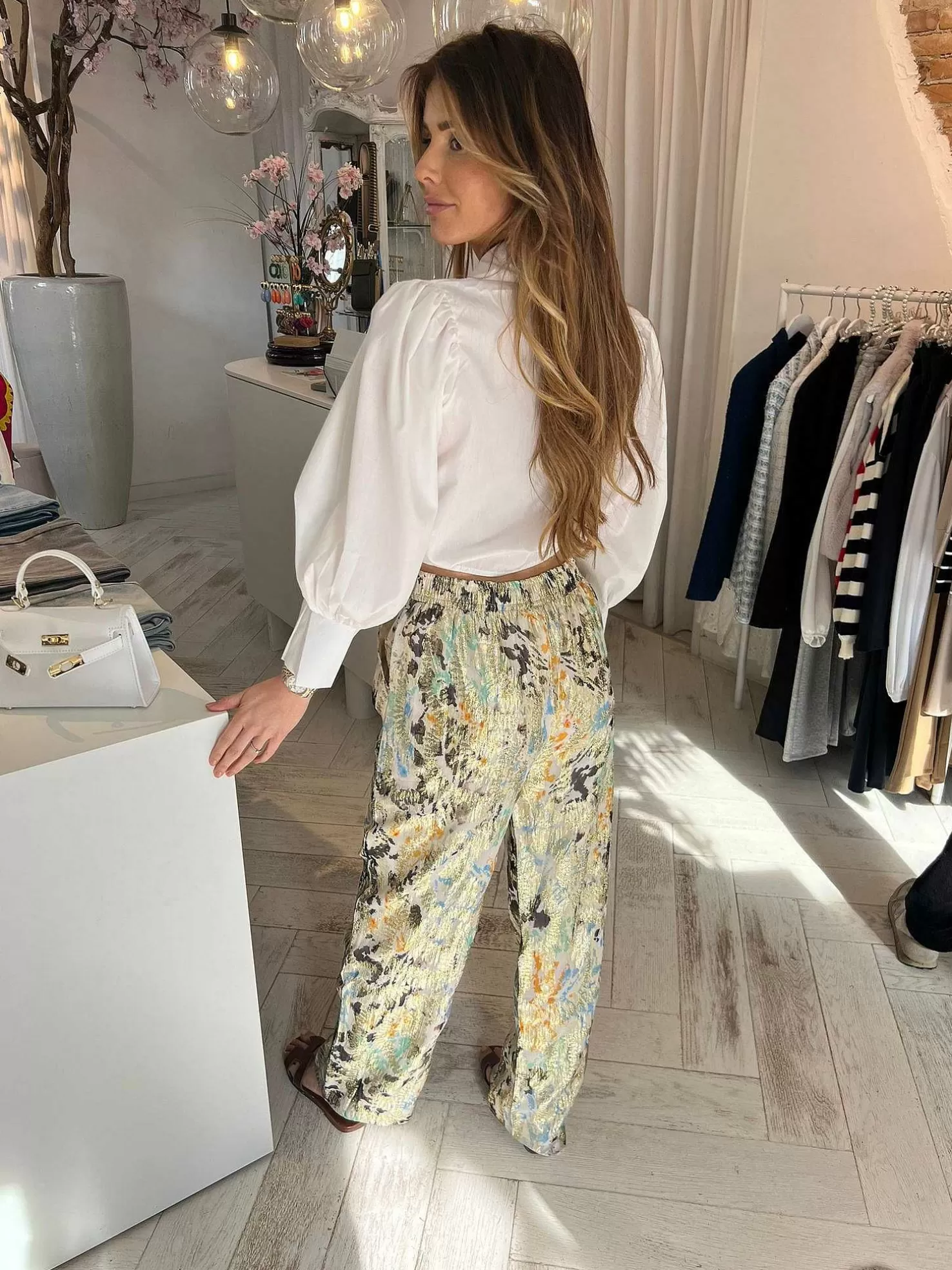 LOF Boutique Broeken>Senna Multicolor Pantalon Blue