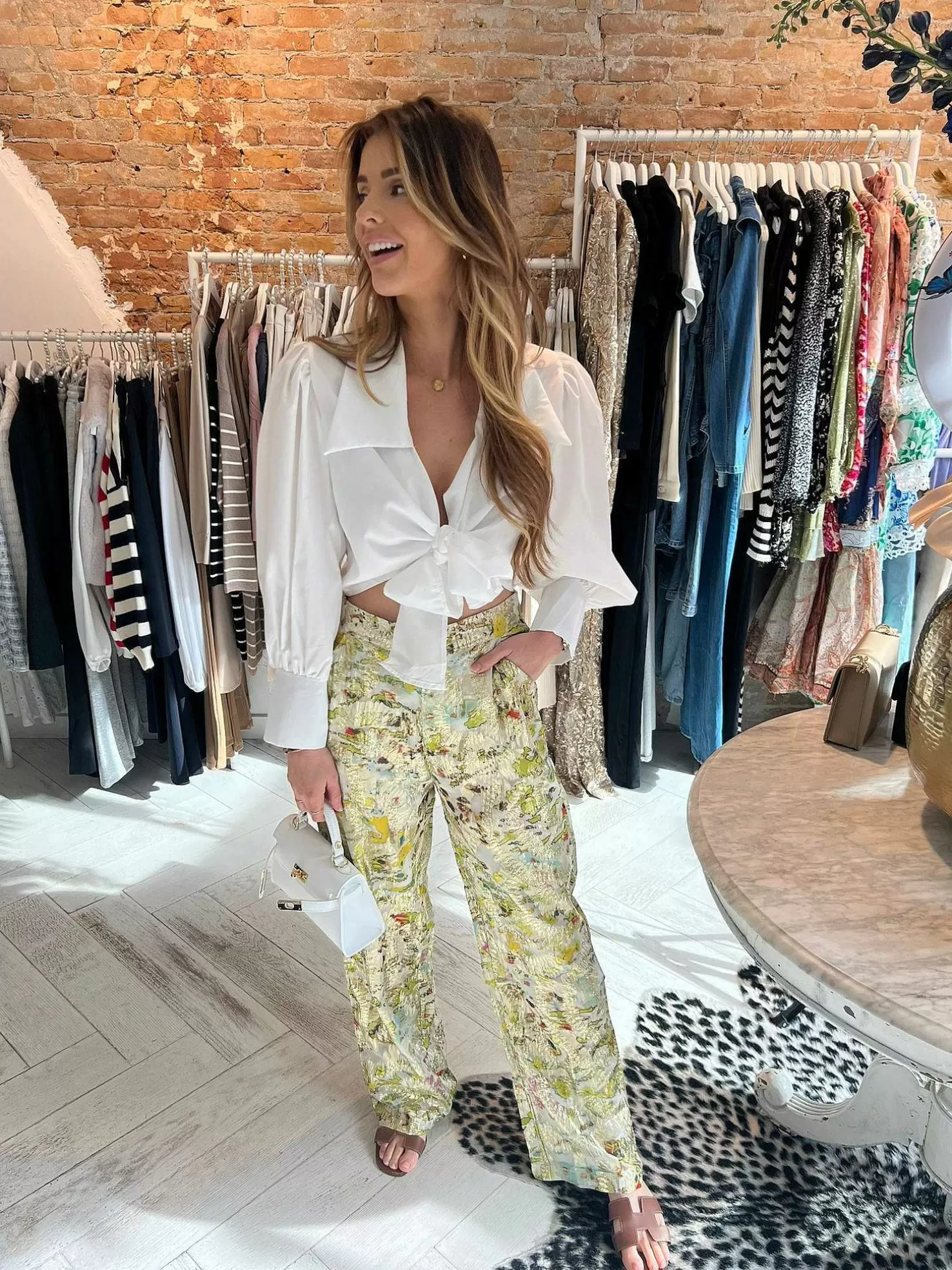 LOF Boutique Broeken>Senna Multicolor Pantalon Green