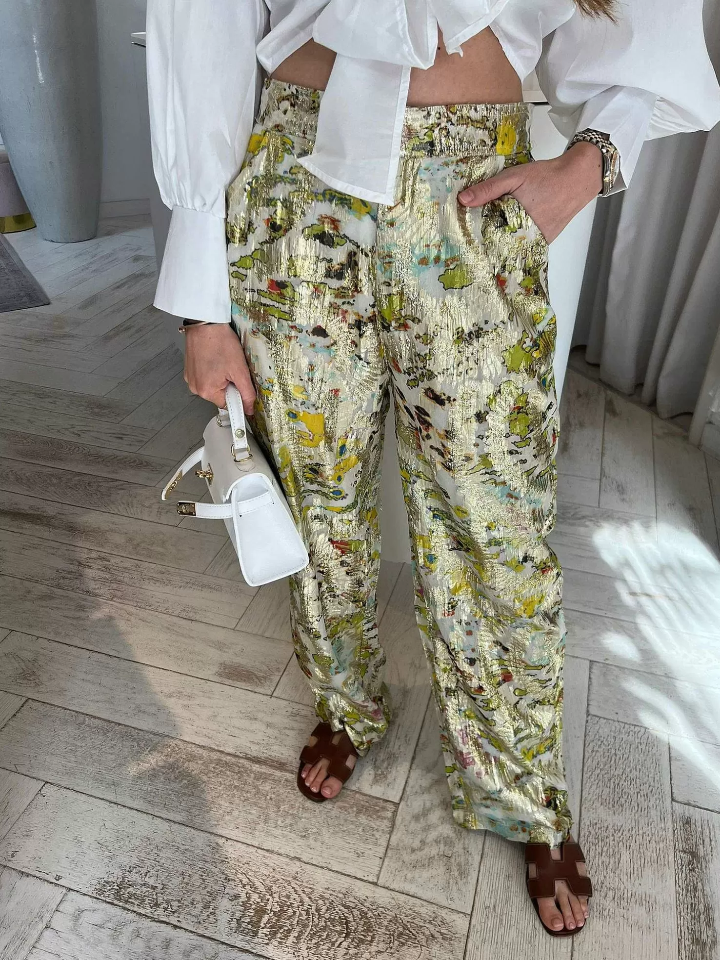 LOF Boutique Broeken>Senna Multicolor Pantalon Green