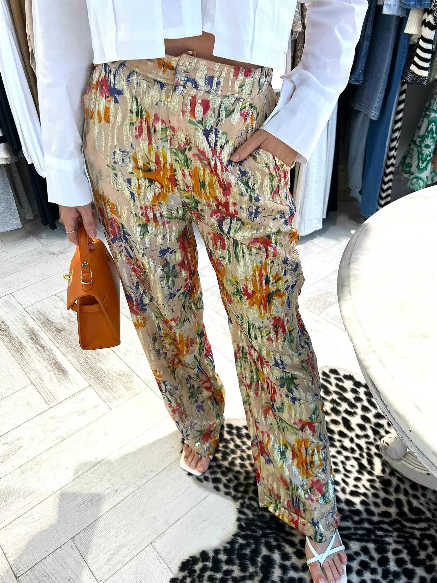 LOF Boutique Broeken>Senna Multicolor Pantalon Pink