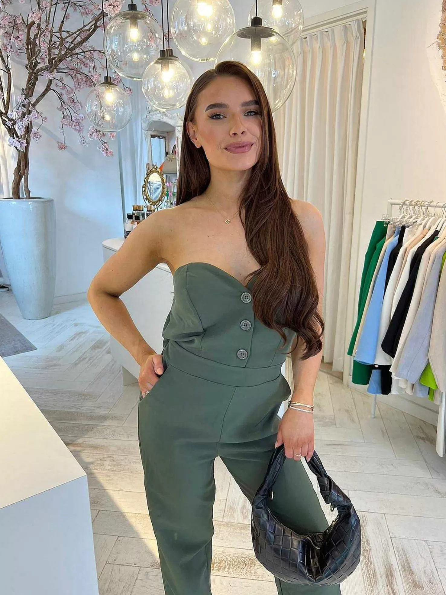 LOF Boutique Jumpsuits>Senna Strapless Jumpsuit Army