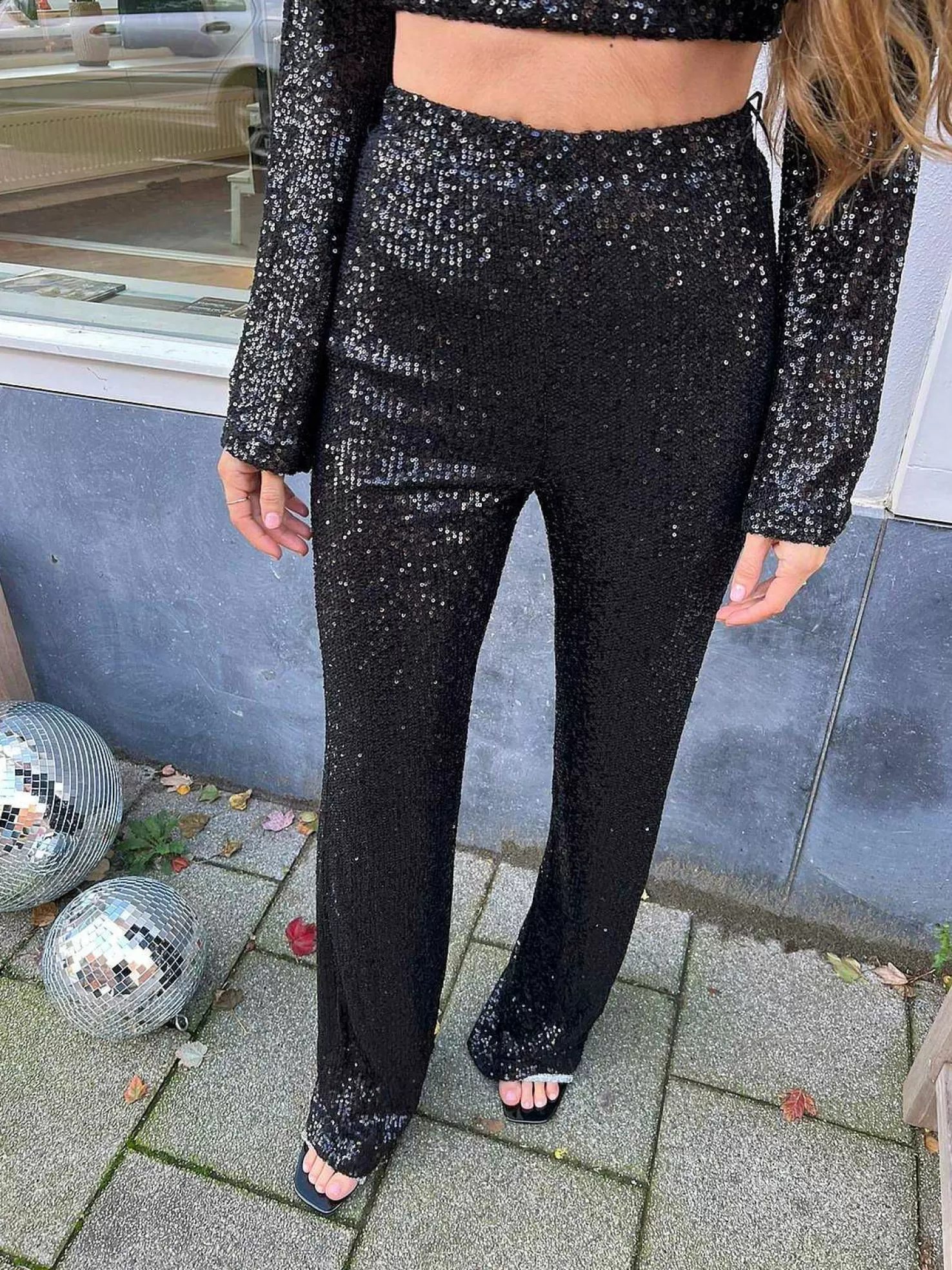 LOF Boutique Broeken>Sophie Sequin Pants Black