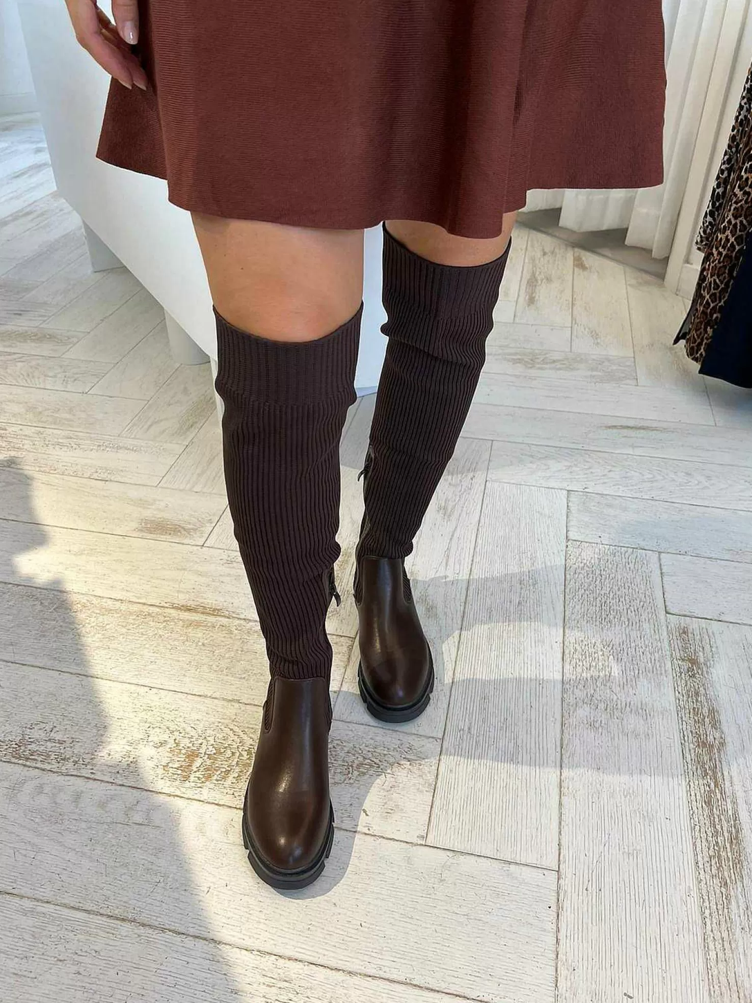 LOF Boutique Laarzen>Stacey Overknee Boots Choco