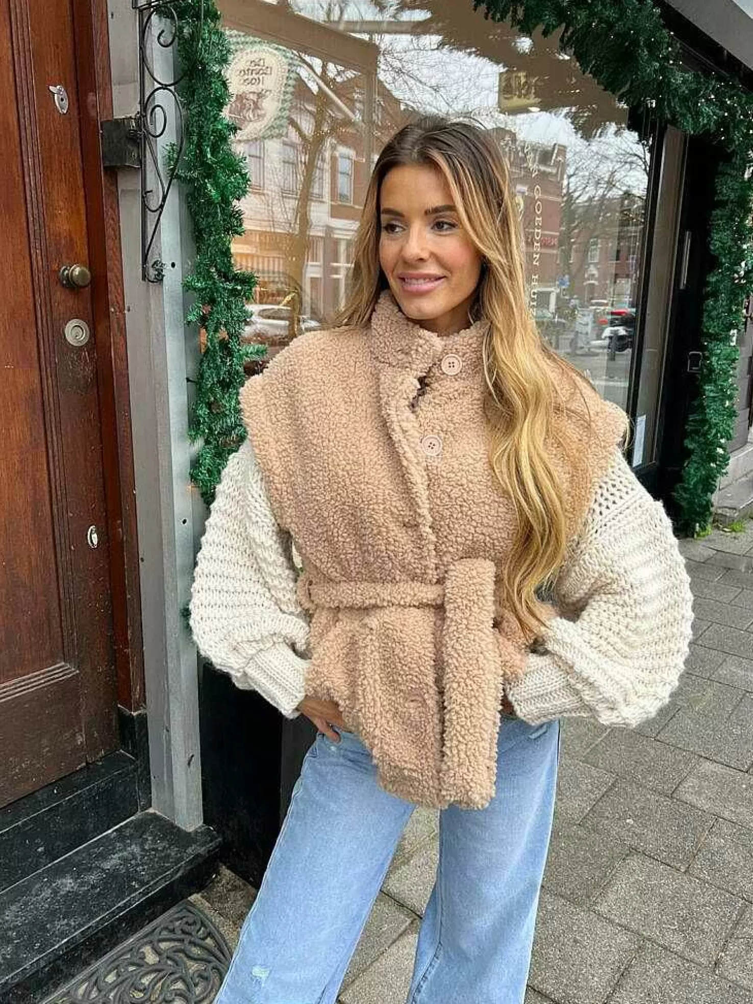 LOF Boutique Gilets>Teddy Bodywarmer Camel