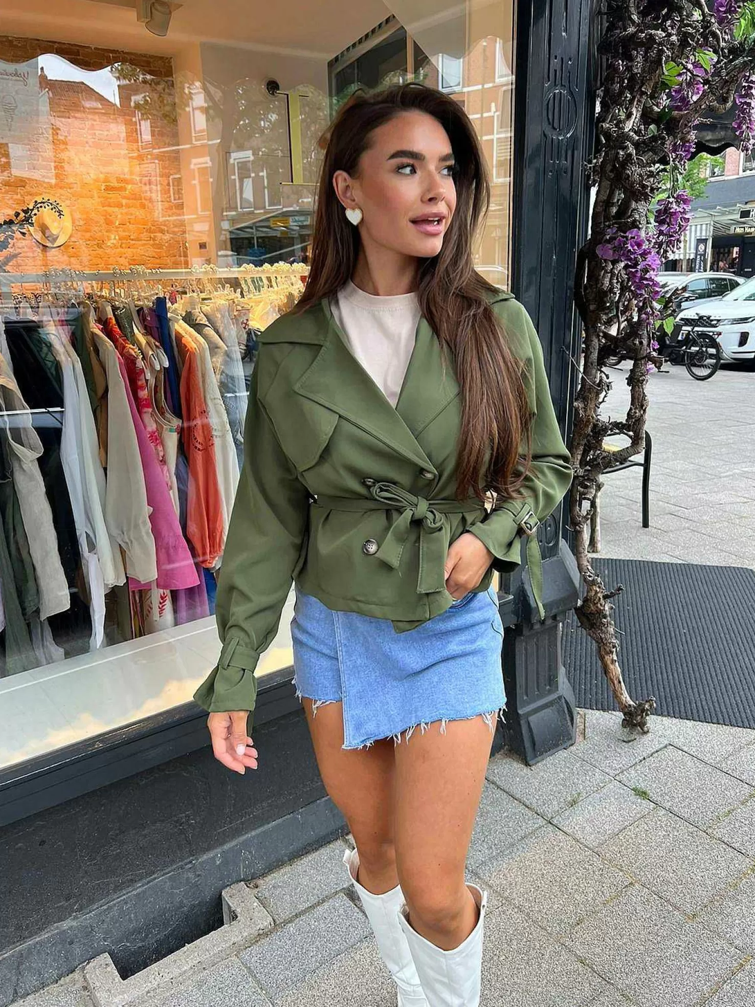 LOF Boutique Jassen>Tess Trenchcoat Short Army