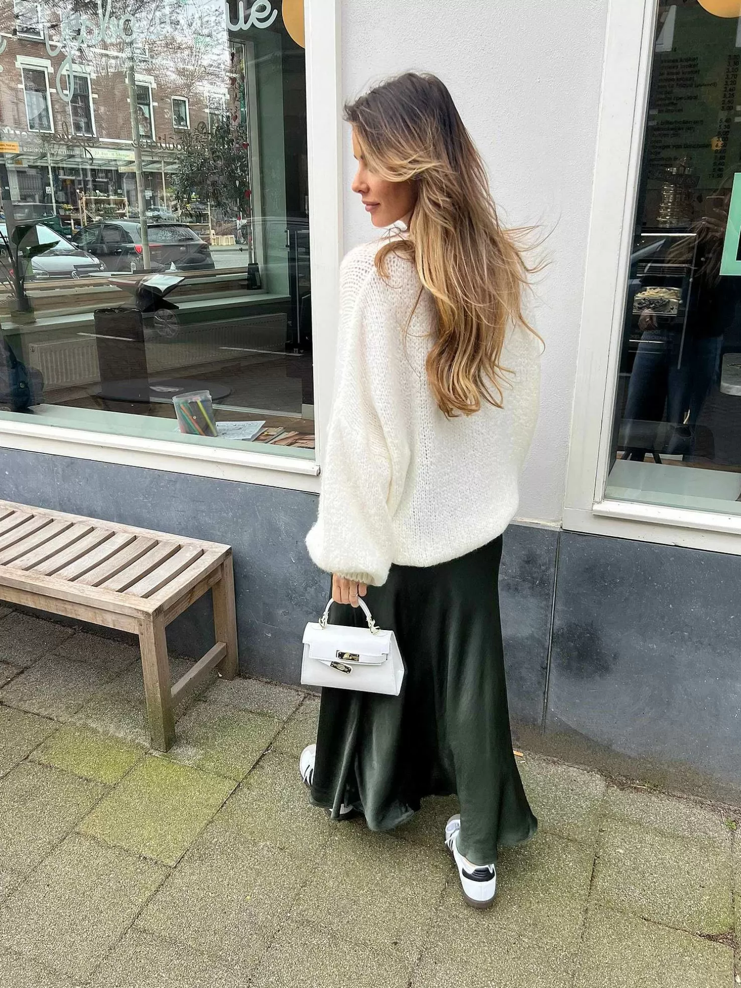 LOF Boutique Rokken>Vive Silky Maxi Skirt Army
