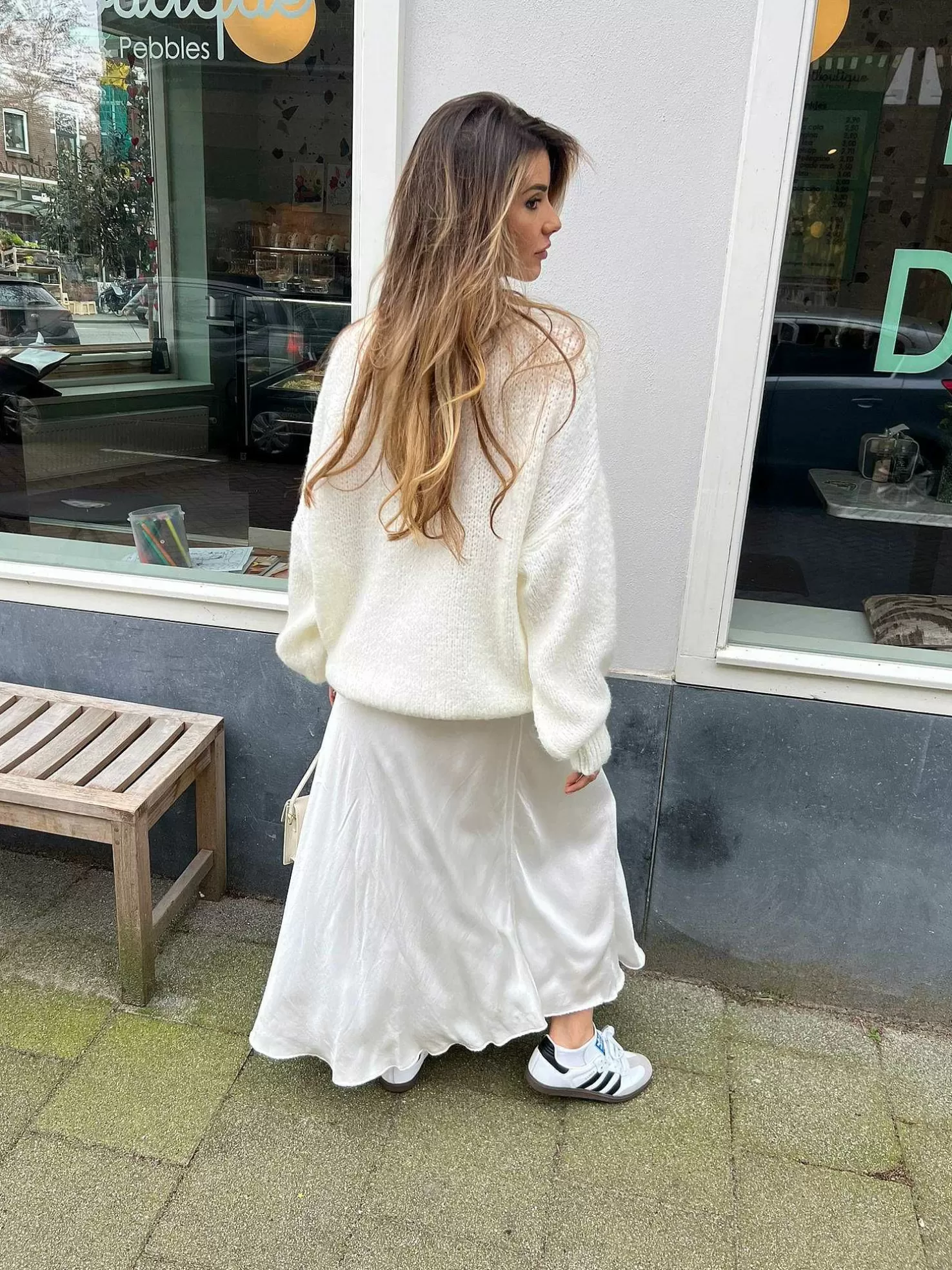 LOF Boutique Rokken>Vive Silky Maxi Skirt Off White