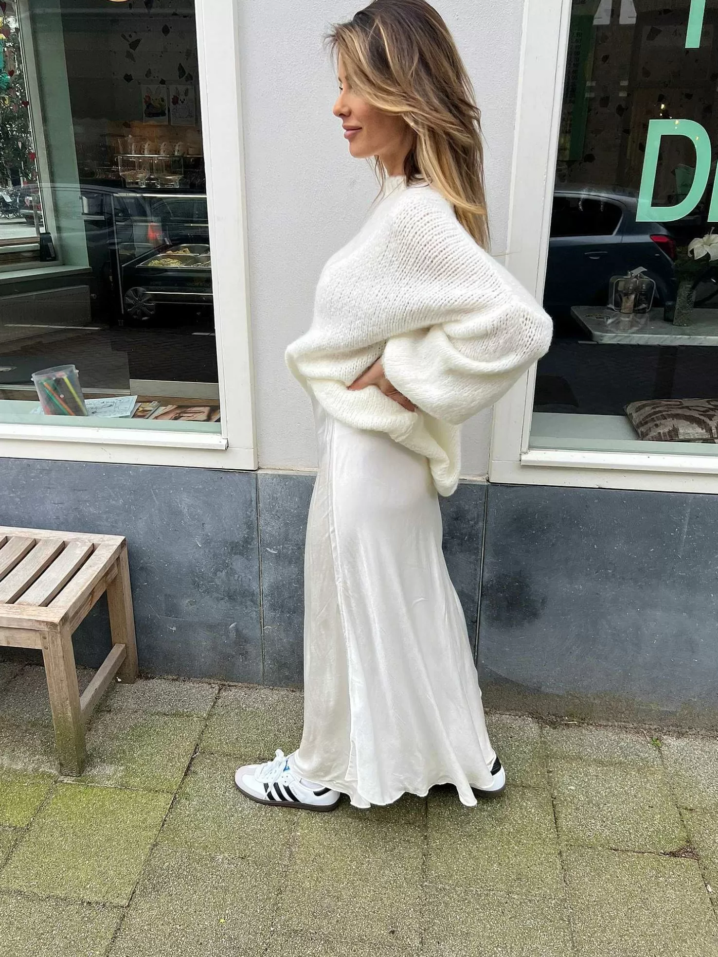 LOF Boutique Rokken>Vive Silky Maxi Skirt Off White