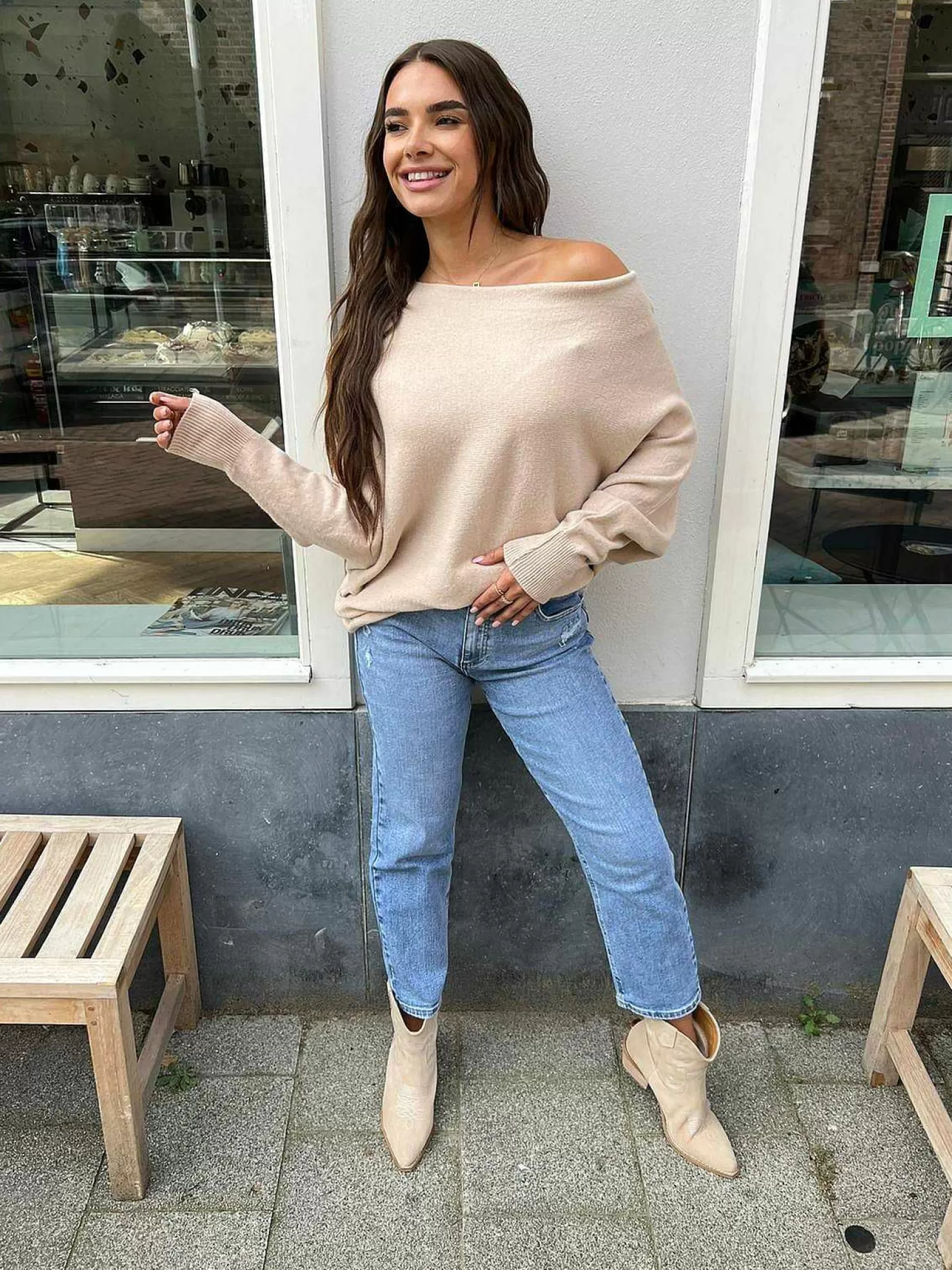 LOF Boutique Truien>Vlinder Trui Beige
