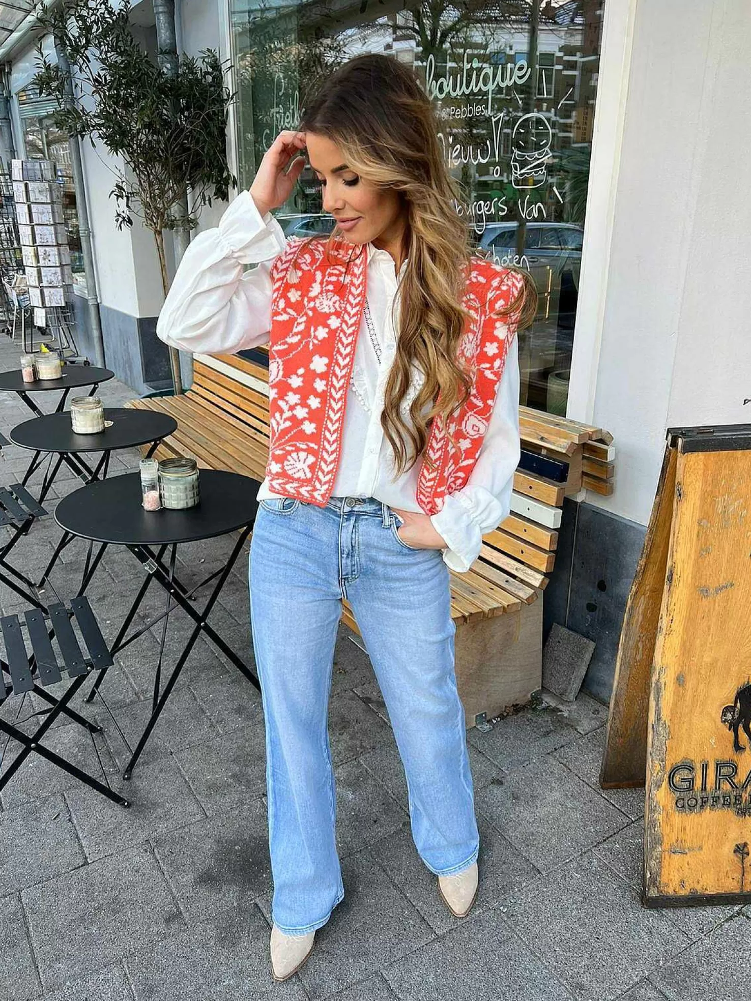 LOF Boutique Broeken>Wide Leg High Rise Jeans Blue