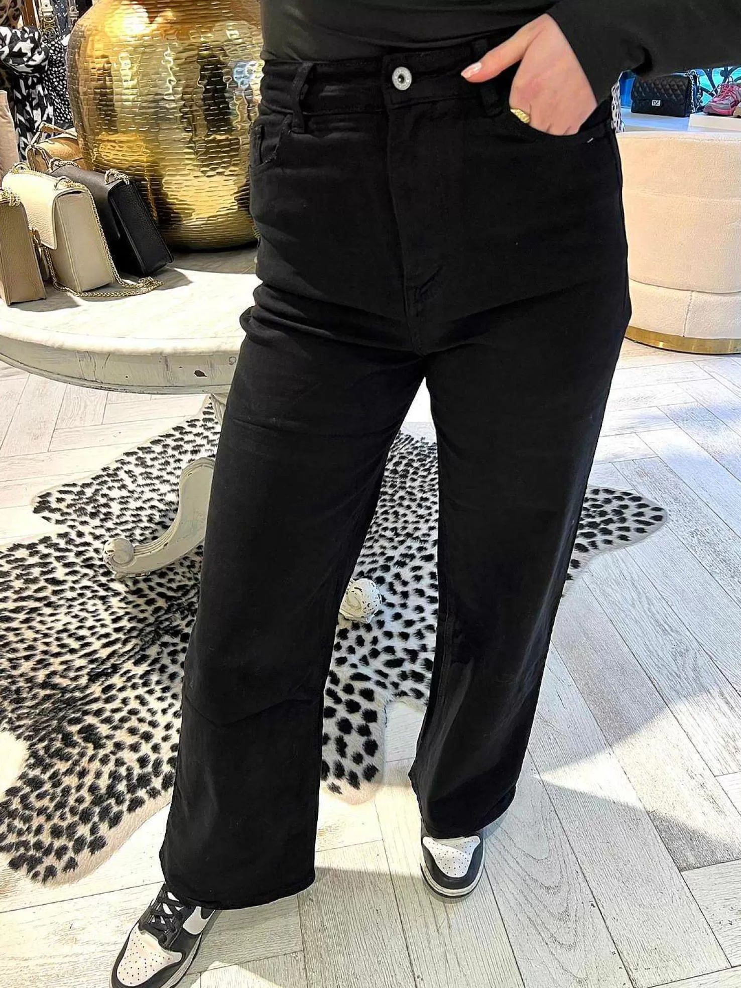 LOF Boutique Broeken>Wide Leg Jeans Black