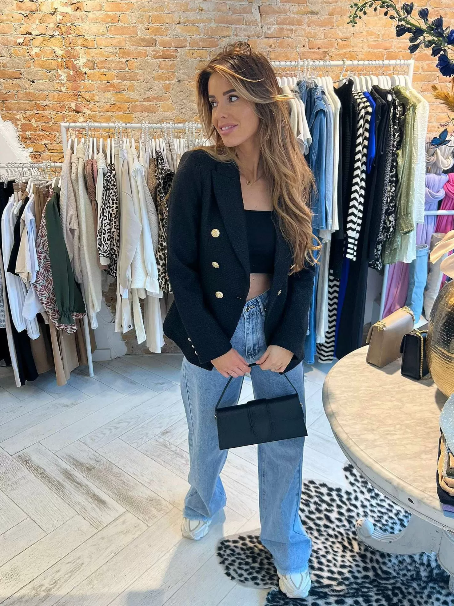 LOF Boutique Blazers>Yasmine Tweed Blazer Black