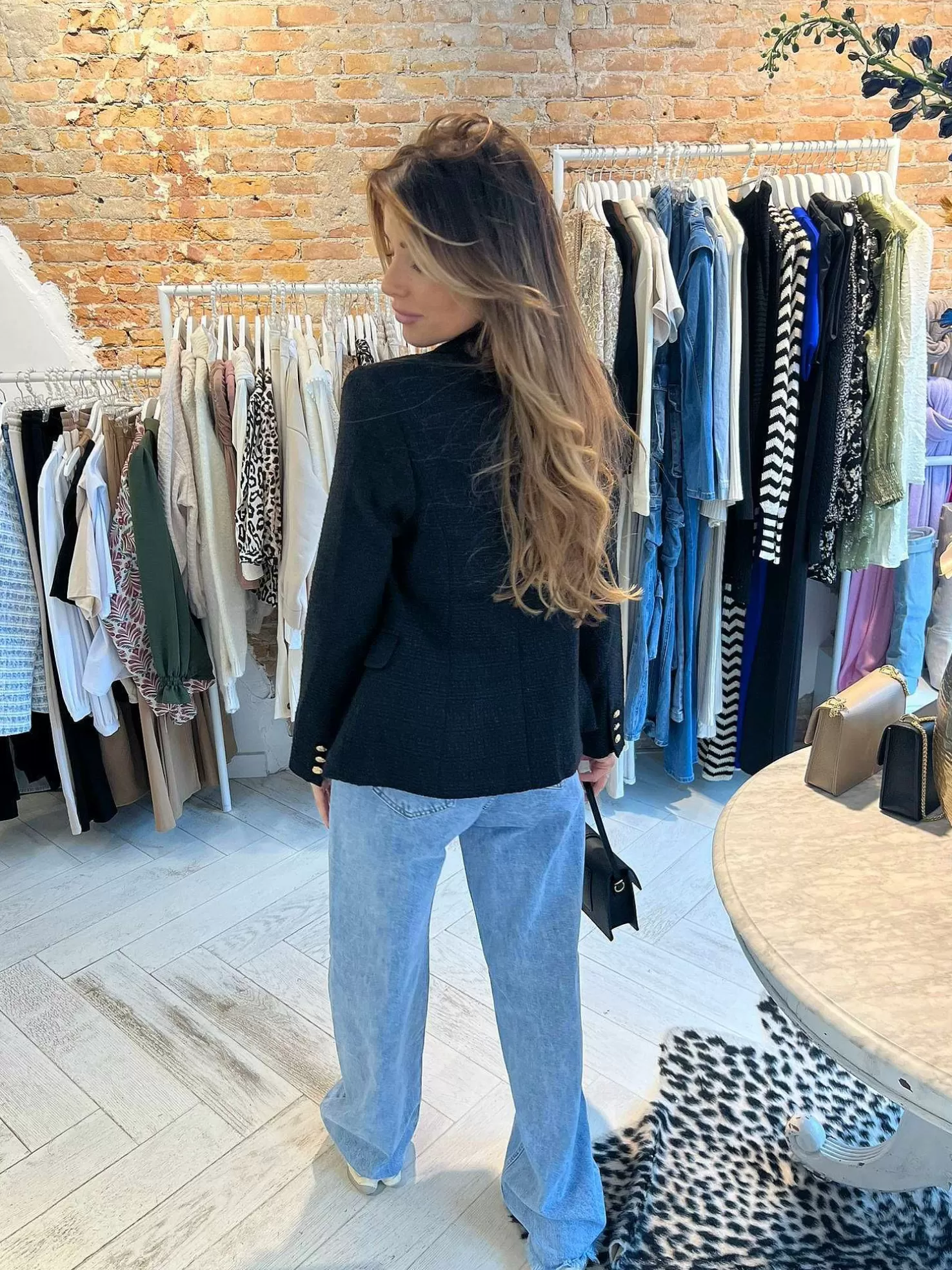 LOF Boutique Blazers>Yasmine Tweed Blazer Black