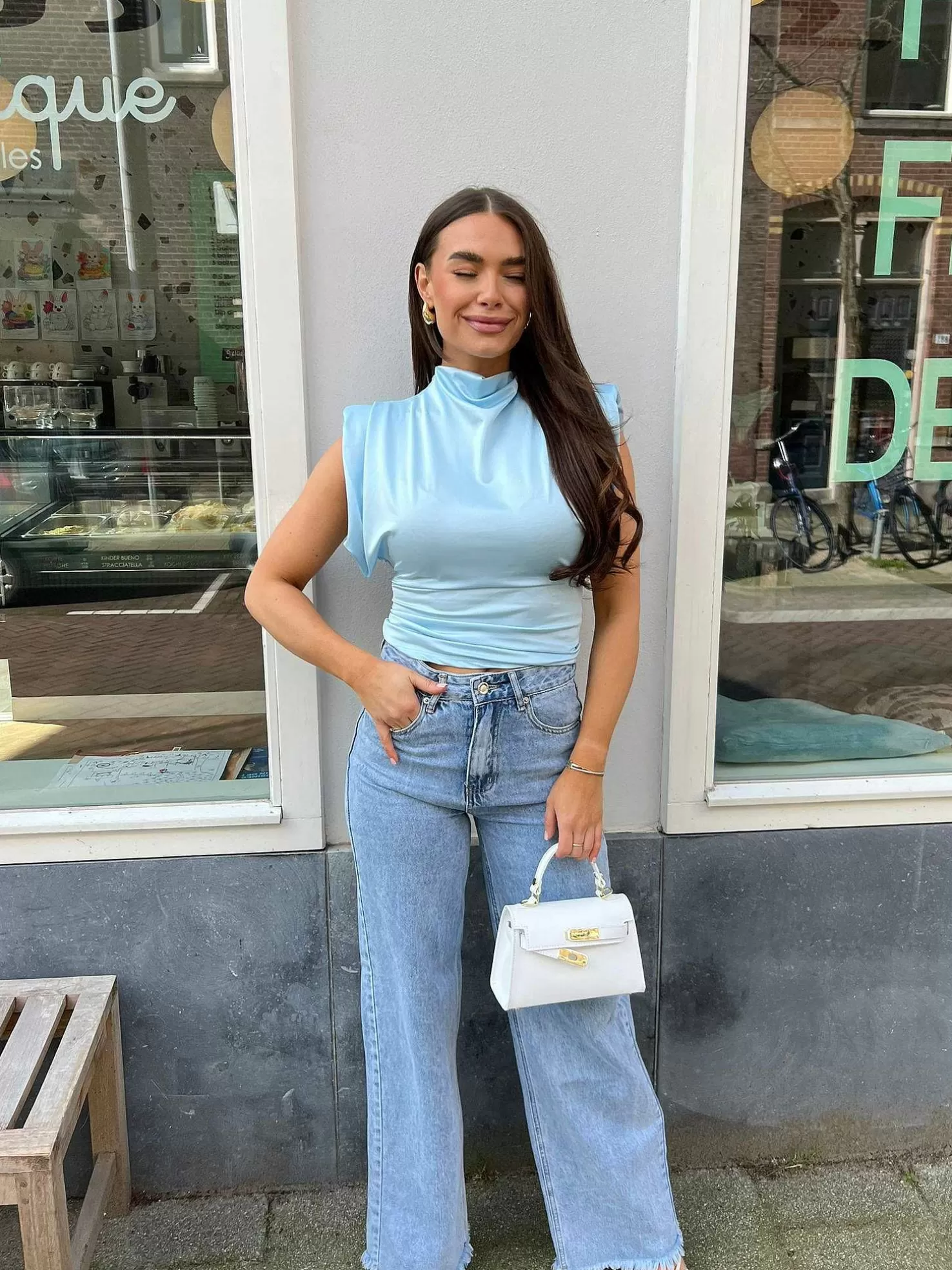 LOF Boutique Tops & Blousjes>Yuna Silky Top Baby Blue