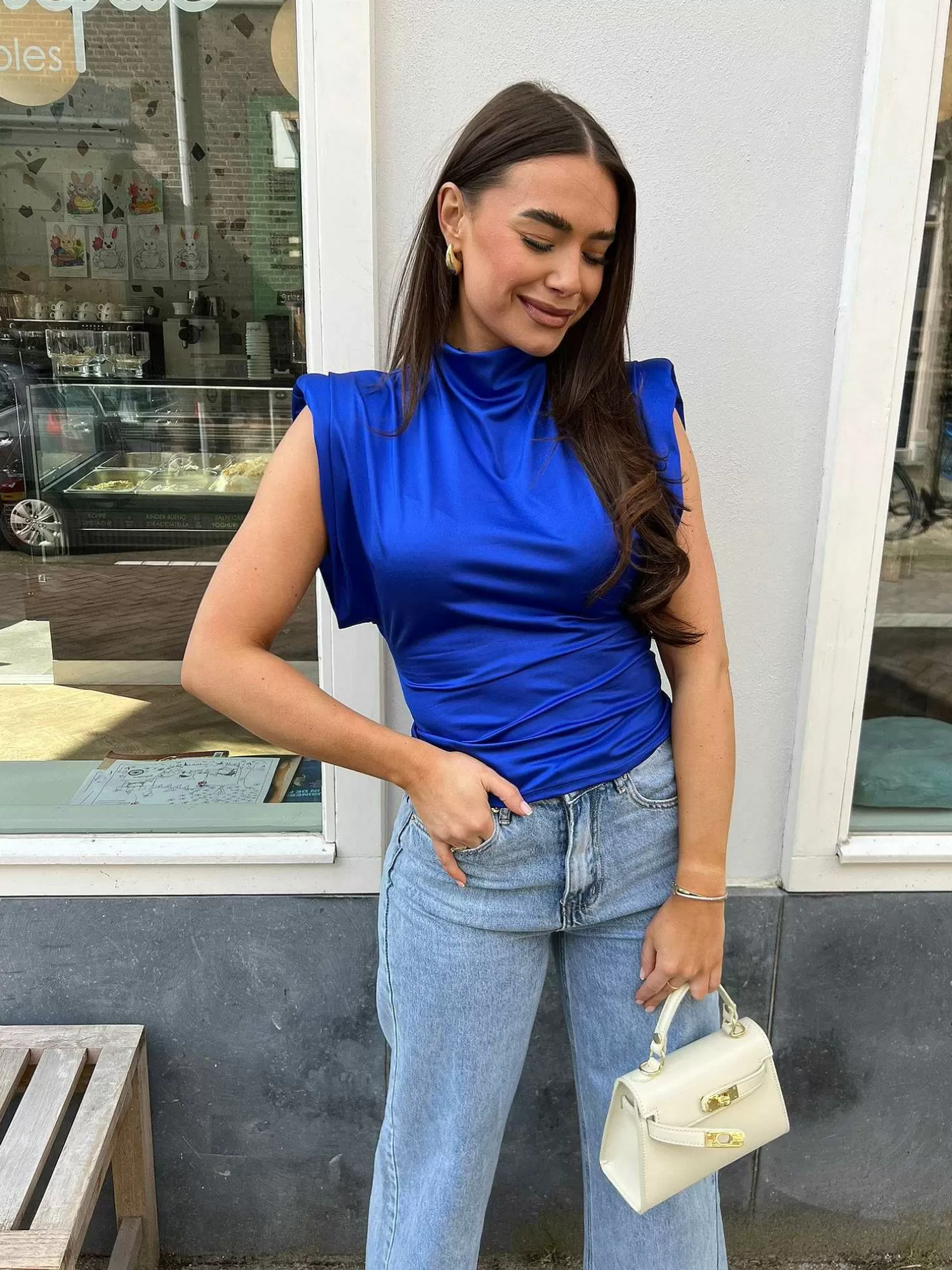 LOF Boutique Tops & Blousjes>Yuna Silky Top Navy