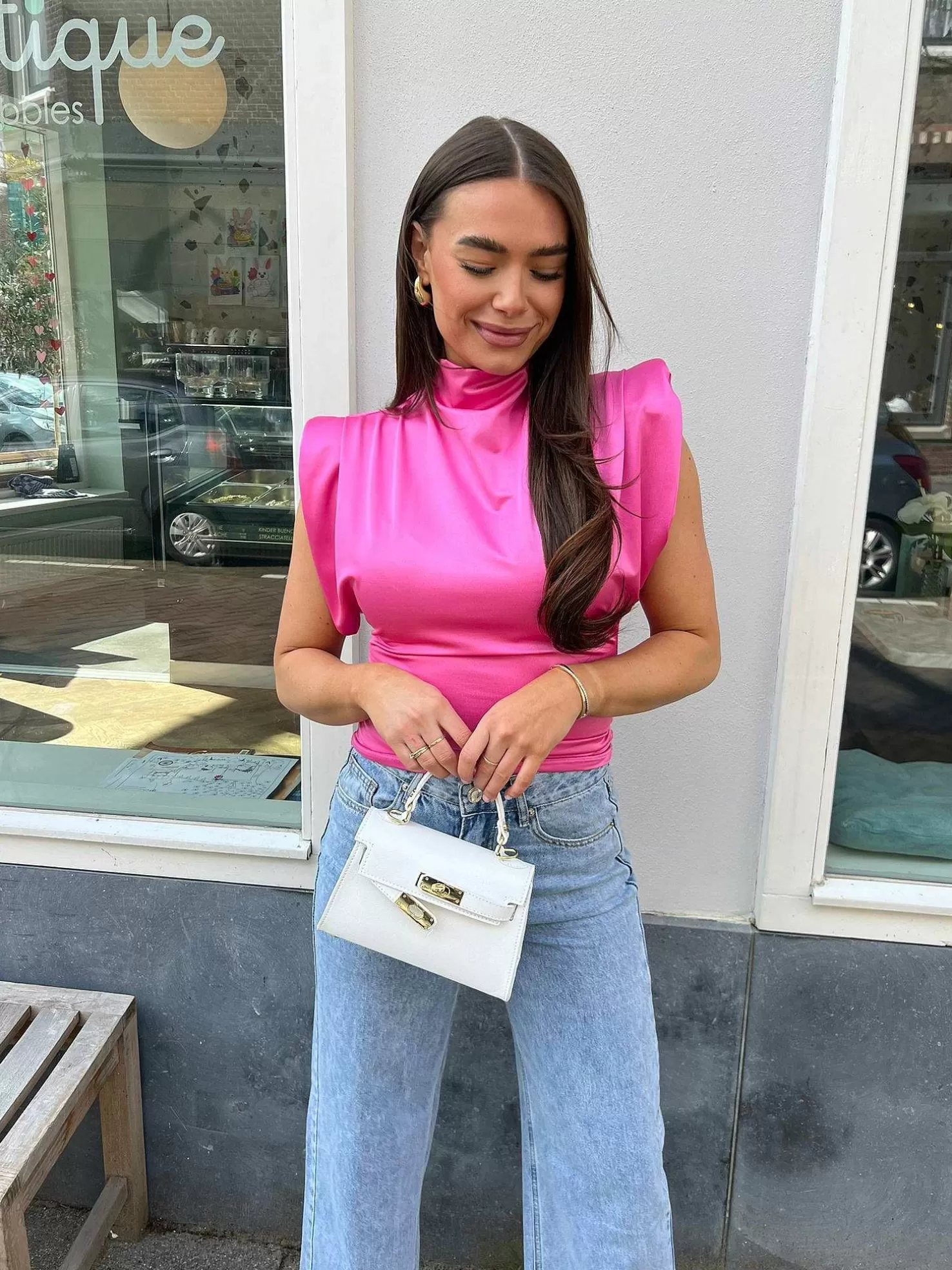 LOF Boutique Tops & Blousjes>Yuna Silky Top Pink